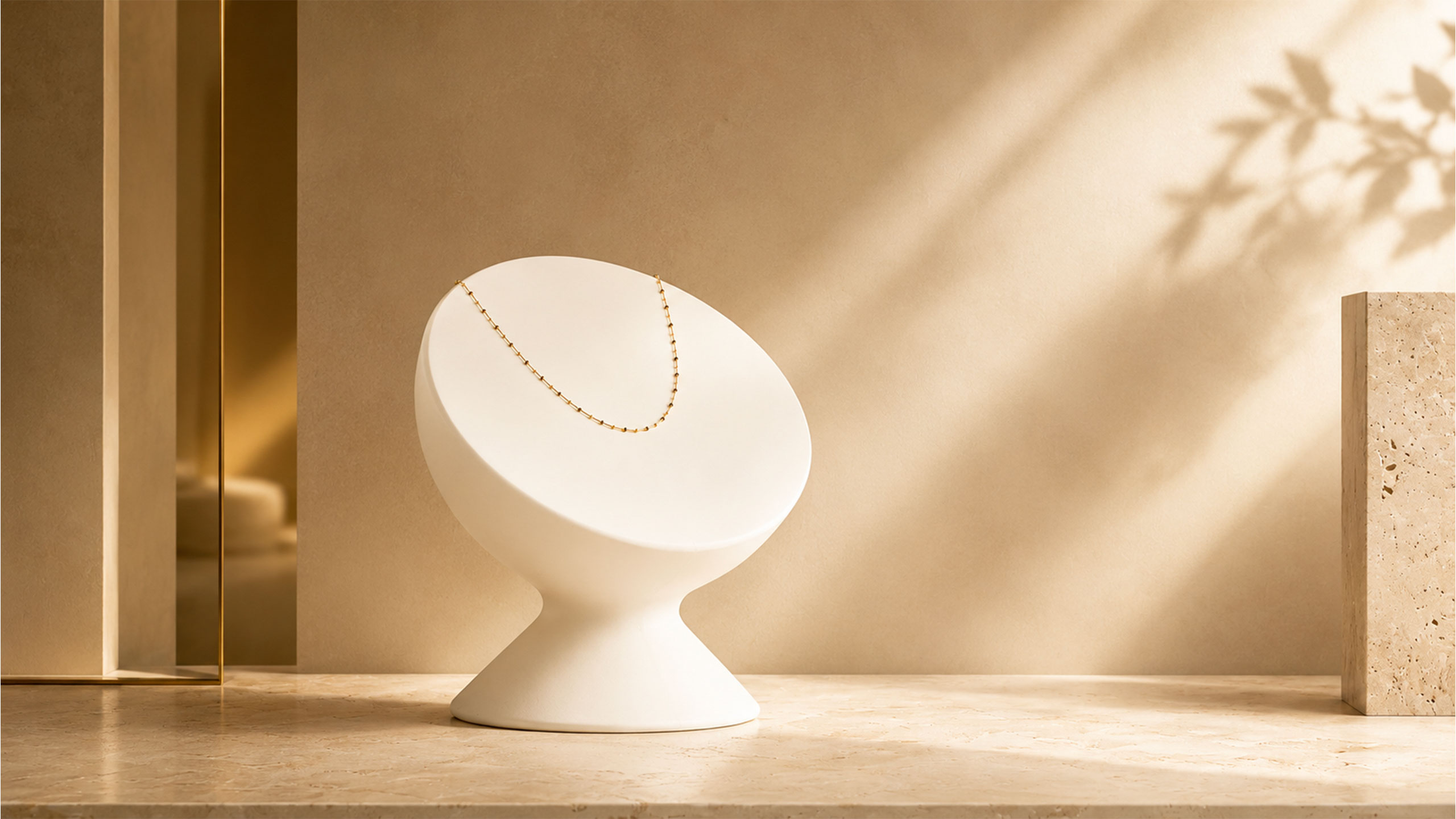 Présentoir à colliers en céramique, de face